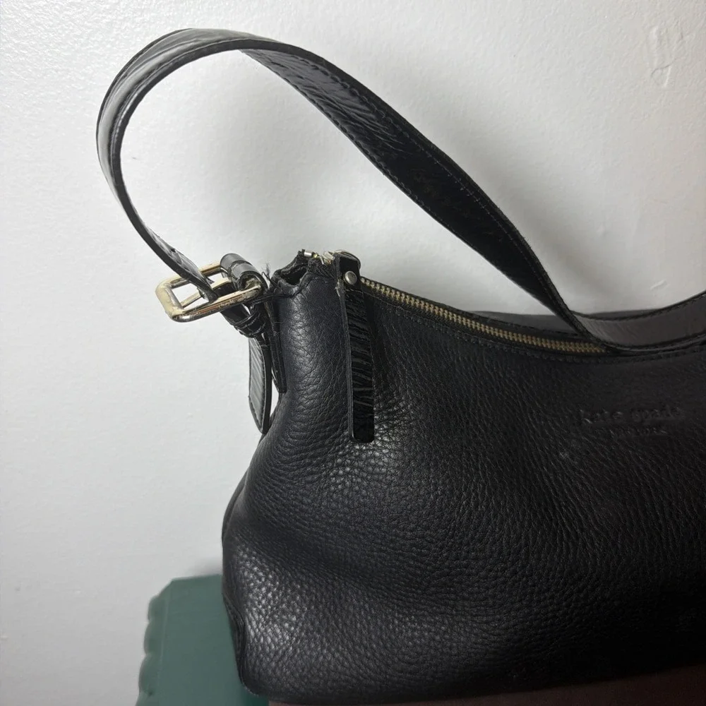 Vintage Kate Spade Shoulder Bag Black Genuine Leather Purse Patent Leather
